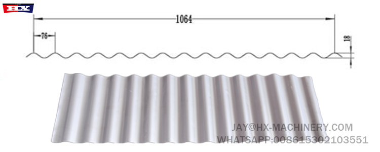 The 1064 corrugated iron roofing sheet making machine is designed for high-speed, precise production of durable corrugated iron roofing sheets. It minimizes material waste while ensuring consistent quality. The machine&rsquo;s advanced automated system reduces manual labor, increases production efficiency, and provides long-lasting performance. It offers cost-effective solutions for large-scale roofing projects and industrial applications, with easy operation and low maintenance needs, making it perfect for high-volume production.